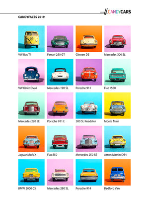 Zwanzig farbige Auto Fotografien